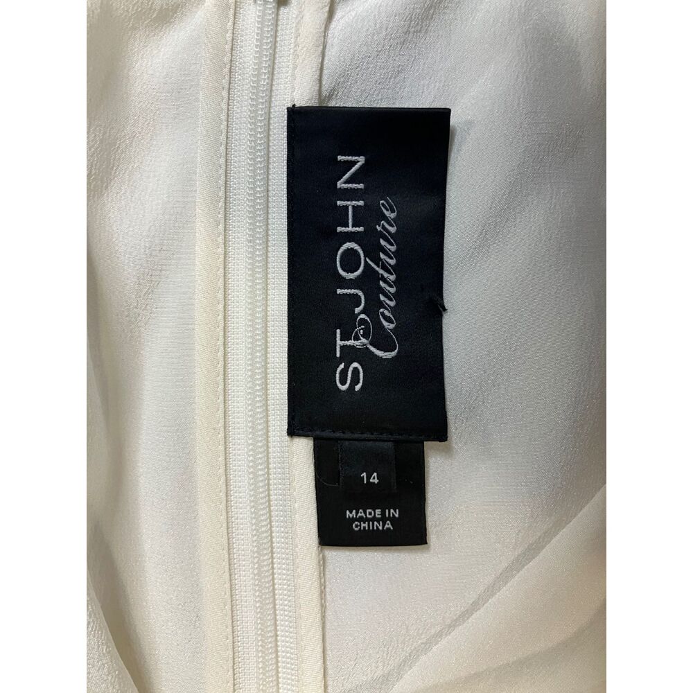 St. John Couture Ivory Silk Draped Twist Front Sleeveless Top Size 14 - Picture 9 of 10